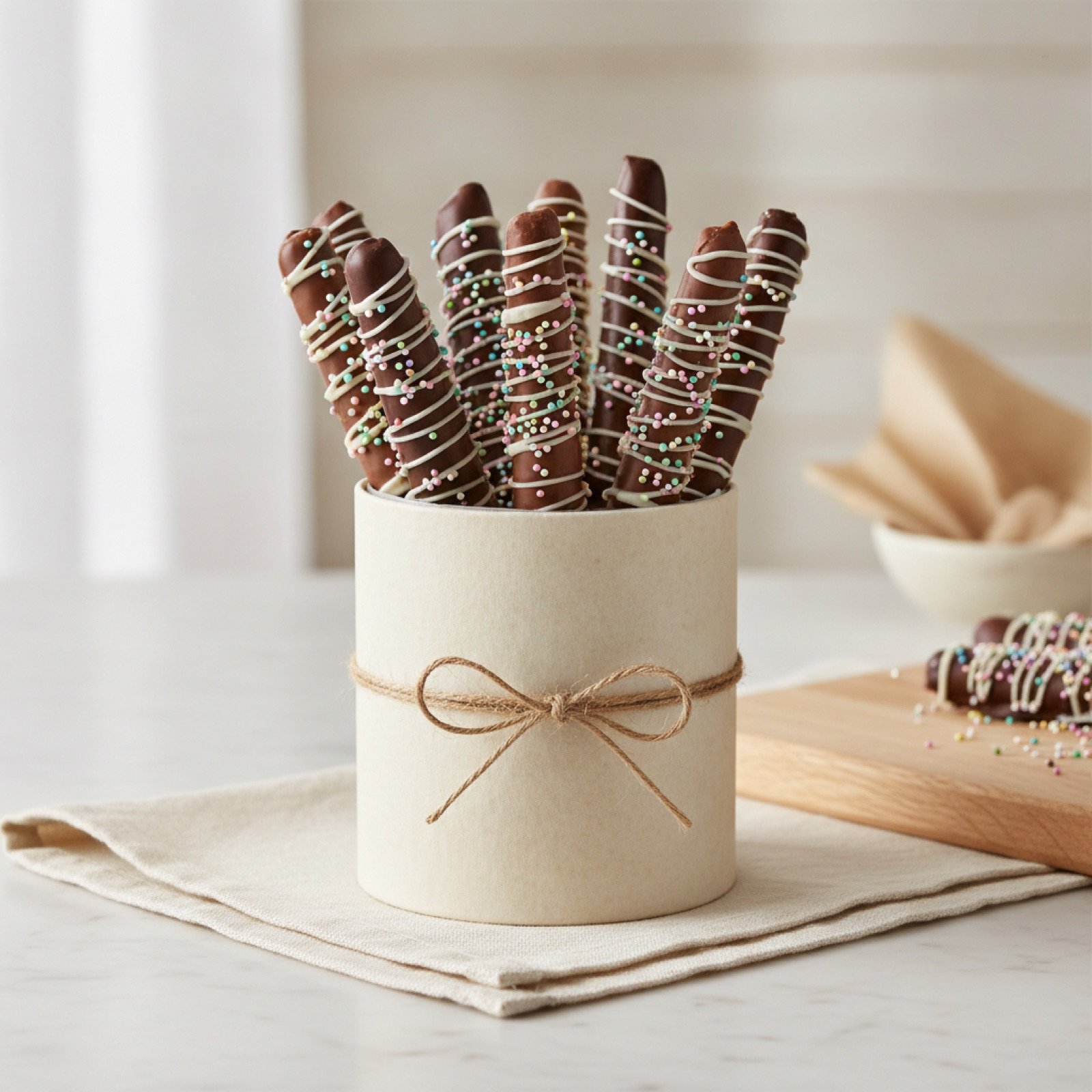 Chocolate-Dipped Pretzel Tin
